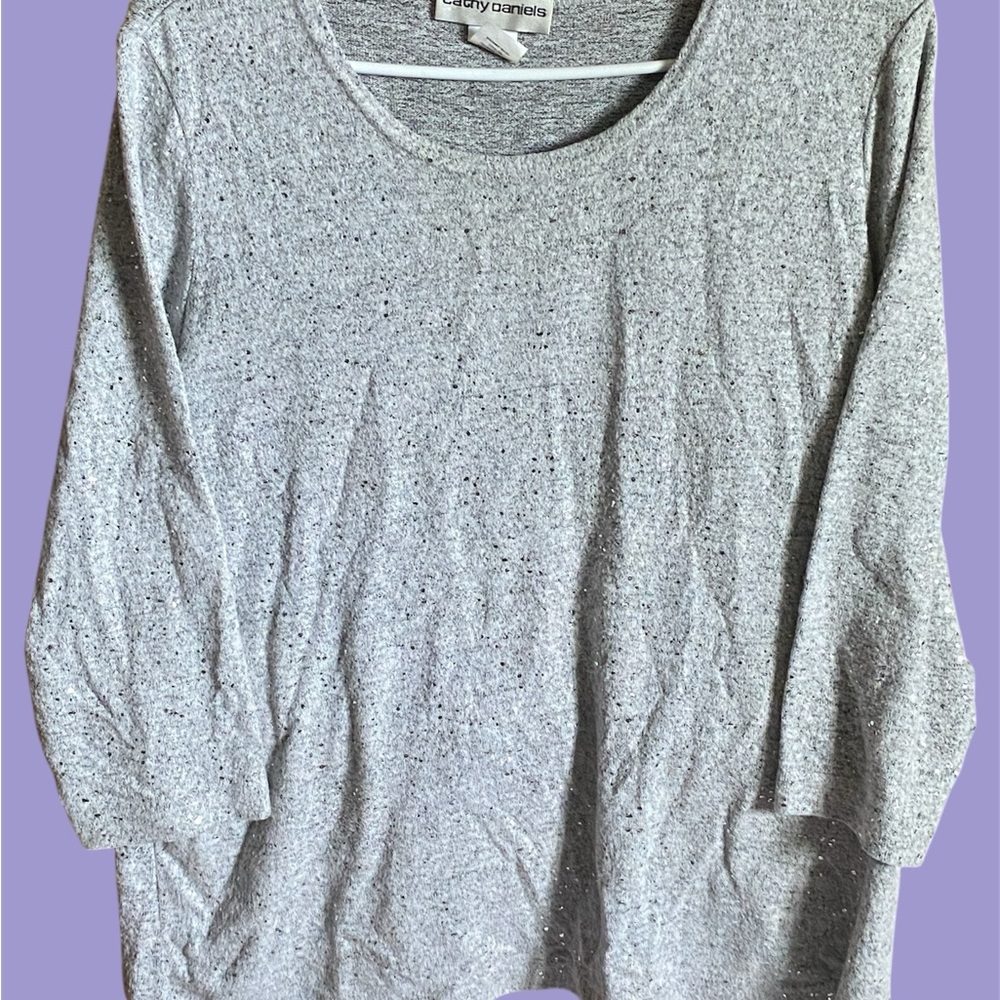 Gray Long Sleeve Top by Cathy Daniels